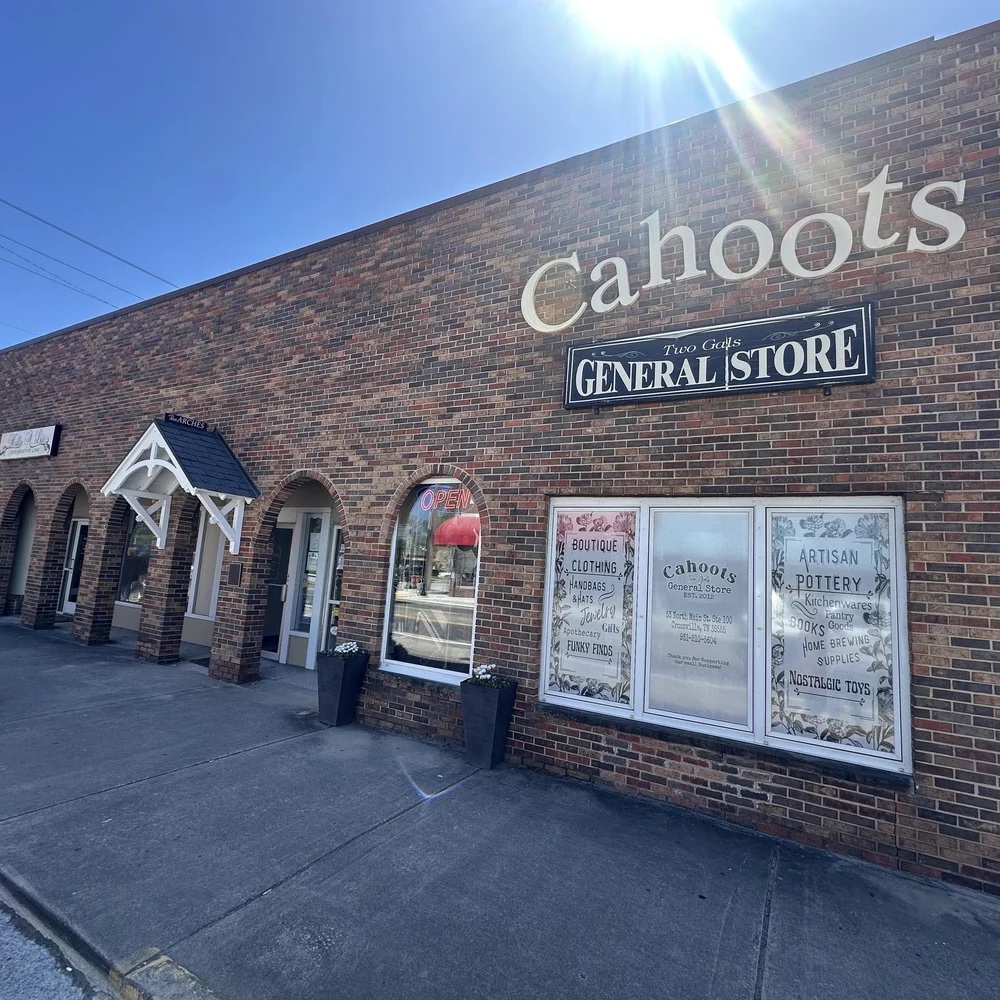Cahoots Two Gals General Store storefront on Main Street